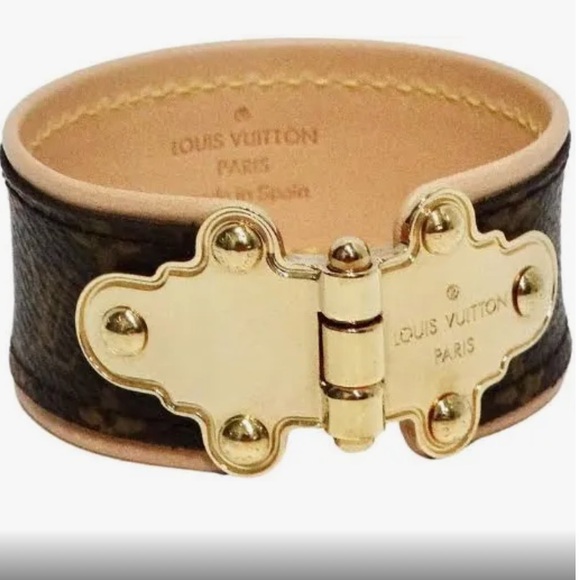 Louis Vuitton Two-Toned Leather Monogram Bracelet with Gold Hardware - Picture 2 of 9